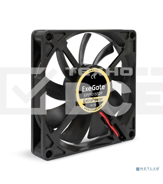 Вентилятор для корпуса ExeGate ExtraPower EP08015S2P черный, 80 мм, 2500 об/мин, 25.5 дБ, 2 pin