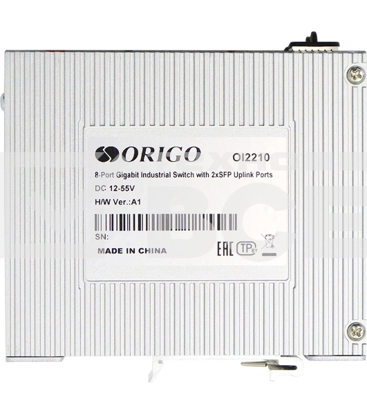 Коммутатор ORIGO Unmanaged Industrial Switch 8x1000Base-T, 2x1000Base-X SFP, Surge 4KV, -40 to 75°C