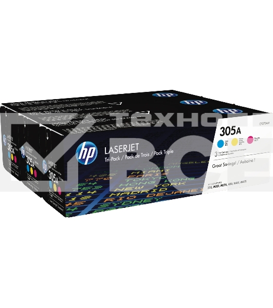Картридж лазерный набор HP CF370AM № 305A голубой/пурпурный/желтый CLJ M451 (CE411A+CE412A+CE413A)