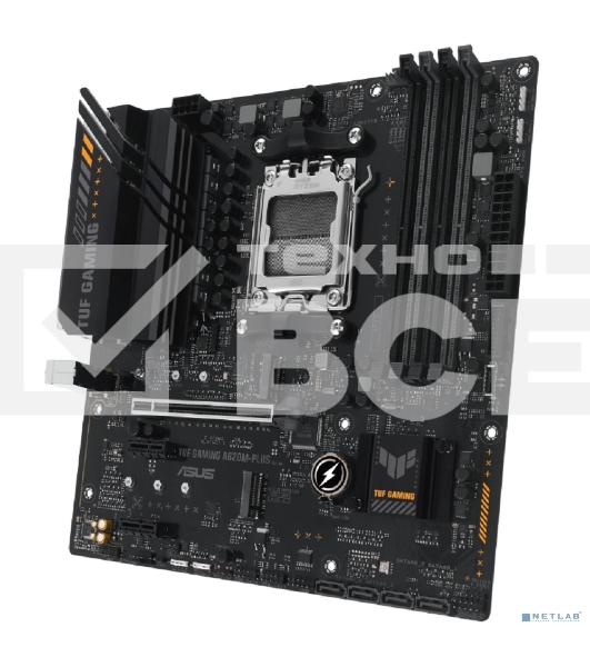Материнская плата ASUS TUF GAMING A620M-PLUS, AM5, AMD A620, 4xDDR5, 4xSATA, 2xM.2, 1xPCI-E 4.0 x16, 2xPCI-E x1, 2xDP, 1xHDMI, 1x 2.5Gb LAN, 2xUSB-A 3.2 Gen 1, 4xUSB-A 2.0, 3x3.5 мм, 7.1, Micro-ATX