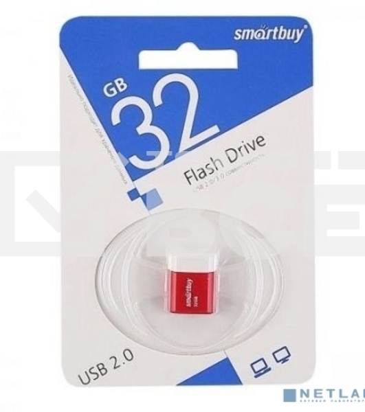 Флешка USB R/W Smartbuy LARA Red (SB32GbLARA-R), 32Gb, USB 2.0, R/W 25/15, красный