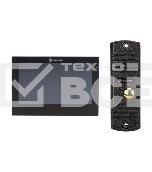 Цветной монитор видеодомофона SECURIC AC-438 7' AHD в комплекте с вызывной видеопанелью с кнопкой