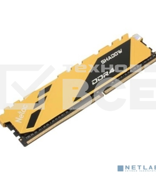 Оперативная память NETAC Shadow, DDR4, 8GB (1x8GB), 3200MHz, CL16, DIMM, с радиаторами, желтый