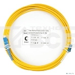 Комм. шнур оптический Cabeus Tight Buffer, Simplex SC/LC, OS2 9/125, LSZH, 7м, d= 3мм, синий хвостовик, желтый, фото 1