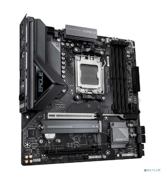 Материнская плата Gigabyte B850M EAGLE WIFI6E, AM5, AMD B850, 4xDDR5, 4xSATA, 2xM.2, 1xPCIe 5.0 x16, 1xPCIe 3.0 x16, 1xHDMI, 2xDP, 1x2.5Gb LAN, Wi-Fi 6E, Bluetooth 5.3, 1xUSB-C 10Gbps, 2xUSB-A 10Gbps, 2xUSB-A 5Gbps, 4xUSB-A 2.0, 1xPS/2, 3x3.5 мм, 7.1, mATX