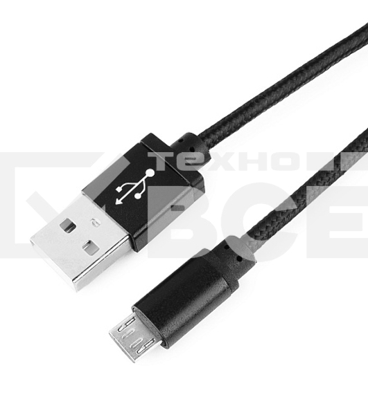 Кабель Gembird USB 2.0 Cablexpert CC-mUSB2bk1m, AM/microBM 5P, 1м, нейлоновая оплетка, алюминиевые разъемы, черный, пакет