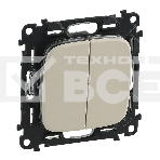 Механизм выключателя 2-кл. СП Valena Allure 10А IP20 250 В с лицевой панелью; безвинтовые зажимы сл. кость Legrand 752805, фото2