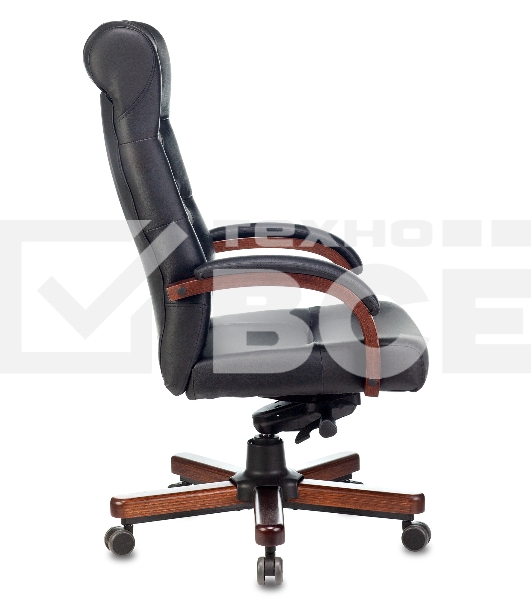 Кресло руководителя Бюрократ T-9928WALNUT черный, кожа, крестовина металл/дерево