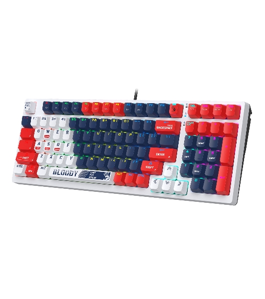 Клавиатура проводная A4Tech Bloody S98 механическая синий/белый USB for gamer LED (SPORTS NAVY)