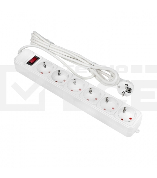 Сетевой фильтр EKF UFP10-375-6-03 6x3 м 10А/2,2 кВт с выкл. c/з ПВС 3х0,75 Блокбастер EKF PROxima