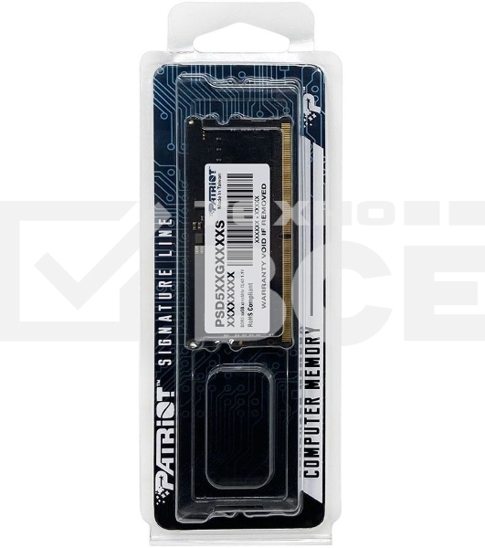 Оперативная память Patriot Signature, DDR5, 8GB (1x8 GB), 5600 MHz, CL46, SO-DIMM