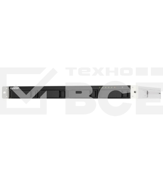Сетевое хранилище без дисков SMB QNAP TS-453DU-4G NAS 4 HDD trays, rackmount 1U, 1 PSU. 4-core Intel Celeron J4125 2.0 GHz (up to 2.7 GHz), 4 GB RAM (1 x 4 GB) up to  8 GB (2 x 4GB), 2.5 Gigabit Ethernet x 2, 4xUSB, 1xHDMI . W/o rail kit RAIL-B02