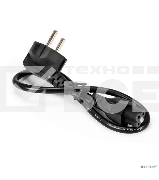Кабель питания ноутбуков ExeGate Power PC5-0,5P (Евровилка Schuko->C5, VDE-250V-3*0.5мм2, медь, черный, 6A, 0.5м)