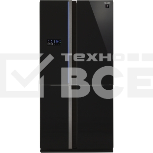 Холодильник Sharp SJ-FS97VBK черное стекло трёхкамерный 393/207 л морозилка снизу