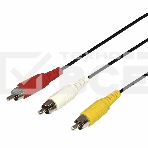 Шнур Rexant 3 RCA - 3 RCA, 3 м, черный (10 шт./уп.), фото 1
