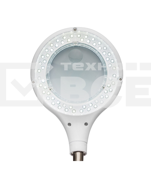 Лупа настольная 3D+12D Rexant с подсветкой 60 LED, прищепка, белая