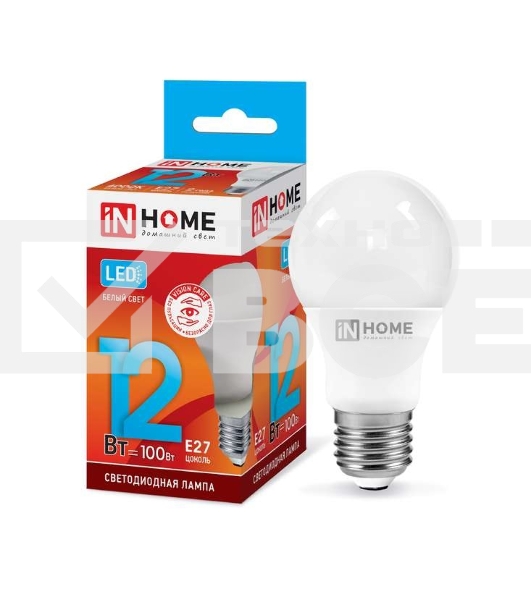 Лампа светодиодная LED-A60-VC 12Вт 230В E27 4000К 1080лм IN HOME 4690612020242