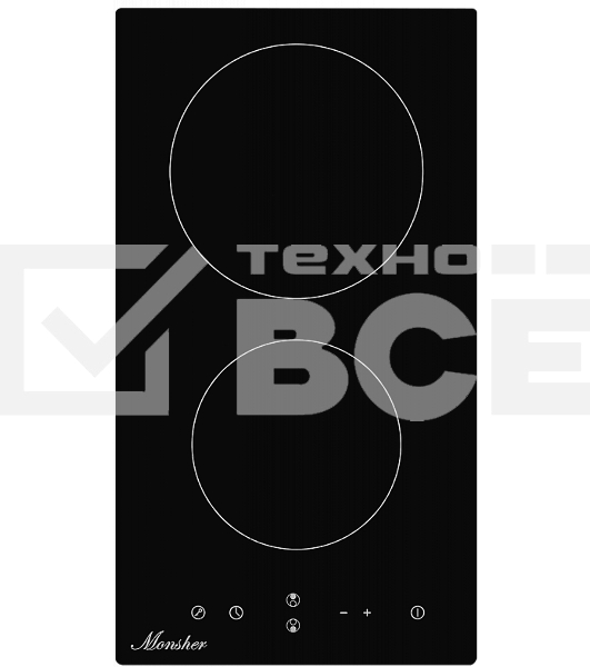 Домино Monsher Домино, Электрическая независимая варочная поверхность стеклокерамическая 