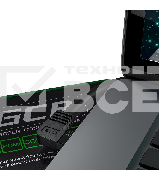 Патч-корд GCR прямой 2.0m UTP кат.5e, черный, левый угол, литой, ethernet high speed, RJ45, T568B, GCR-53151