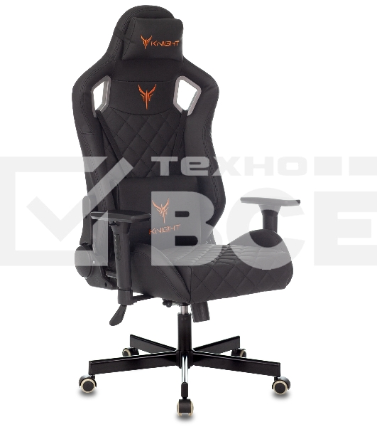 Кресло игровое Knight OUTRIDER черный, ромбик, эко.кожа, с подголов. крестовина металл
