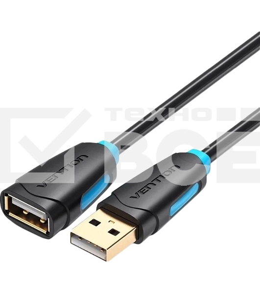 Кабель-удлинитель Vention USB 2.0 AM/AF - 1м Чёрный