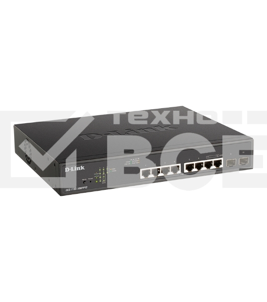 Коммутатор D-Link DGS-1100-10MPPV2/A3A, L2 Smart Switch with 8 10/100/1000Base-T ports and 2 1000Base-X SFP ports (6 PoE ports 802.3af/802.3at (30 W), 2 ports 802.3af/802.3at/802.3bt (90W), PoE Budget 242 W).8K