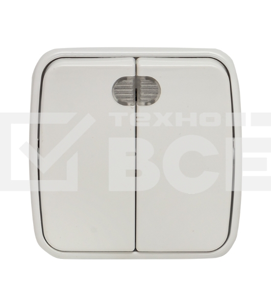 Выключатель 2-клавишный ОП 10А с индикатором белый EKF Basic Минск