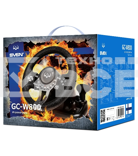 Руль SVEN GC-W800 (педали, вибро, скоба, D-pad, 12 кл, PC/PS3/PS4/XBOXONE/Xinput)