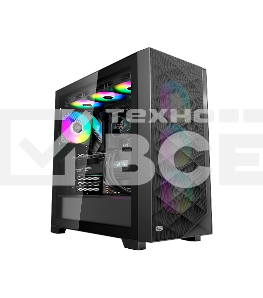 Компьютерный корпус  PCCooler C3D510 BK ARGB, Tempered Glass Full Tower, Black, TG, 0.7 SPCC, 3x120mm ARGB E-ATX, ATX, mATX, mITX 170/390/410mm 2x2.5