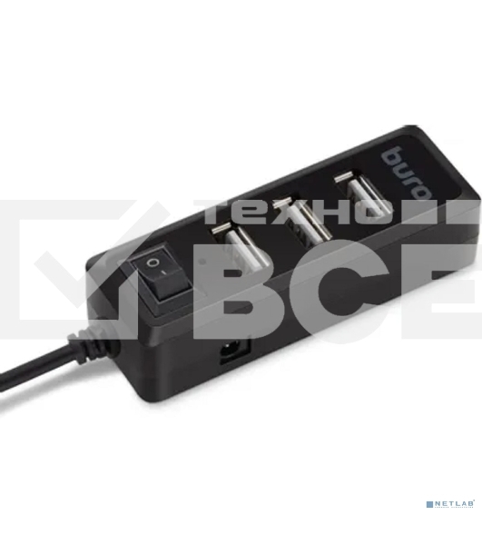 Разветвитель USB 2.0 Buro BU-HUB4-0.5L-U2.0 4порт. черный