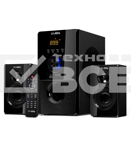 Колонки SVEN MS-2050 черный (2x12,5W + Subwoofer 30W, дерево, USB, SD, FM, ПДУ, Bluetooth)