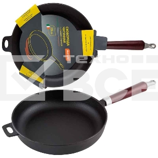 Сковорода MALLONY CIF28-W чугунная с деревянной ручкой, диам - 28 см