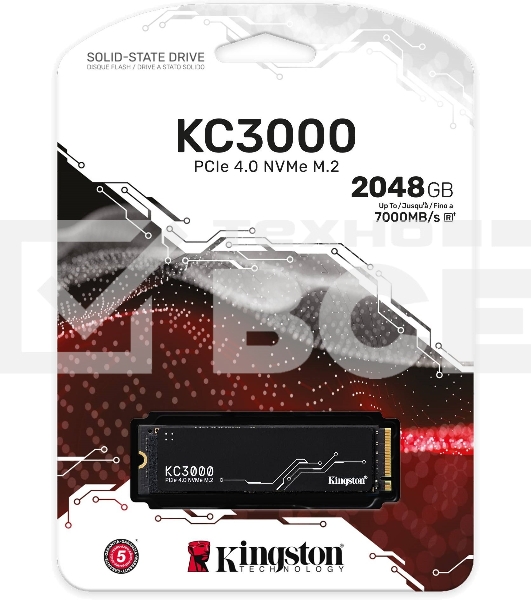 Накопитель SSD Kingston KC3000, 2Tb, PCIe 4.0 x4, M.2 2280, NVMe, R/W 7000/7000, с радиатором