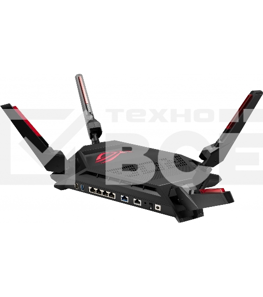 Роутер ASUS ROG GT-AX6000802.11b/g/n/ac, ax, до 1148 + 4804Мбит/c, 2,4 + 5 гГц, 8 антенн, USB, GBT LAN; 90IG0780-MO3B00