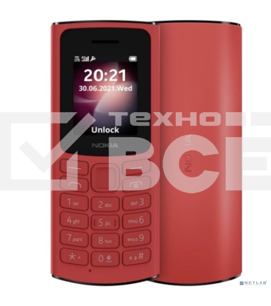 Мобильный телефон Nokia 106 TA-1564 DS EAC 4/4Mb красный