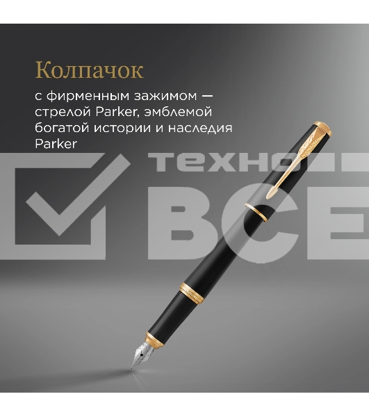 Ручка перьевая Parker Urban Core F309 (CW1931593) Muted Black GT F сталь нержавеющая подар.кор.