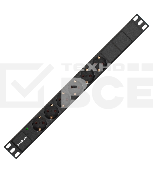 Блок розеток горизонтальный ExeGate ServerPro PDU-19H602 Al-6S-EU2, 19