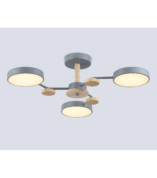 Светильник Ambrella light FL4856/3 GR/WD серый/дерево 54W 3000-6000K D660*170 (без ПДУ)