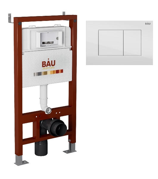 Комплект BAU 6 в 1: инсталляция BAU PRO, унитаз подвесной торнадо Bau Dream Hurricane-2, сиденье дюропласт микролифт, клавиша BAU Stil, белый глянец