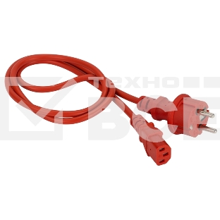 Шнур питания C13-Schuko прямая, 3х0.75, 220В, 10А, красный, 1.8 метра