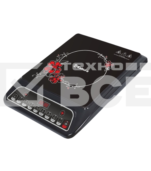 Плита настольная индукционная Sakura SA-7152FS 2000 Вт, индукционный нагревательный элемент, ЖК- дисплей, корпус из закаленного стекла, индикатор работы, регулировка мощности, функция таймера, отсрочка старта. Режимы: суп, каша, кипячение, горячее молоко,