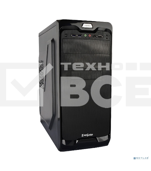 Компьютерный корпус Exegate  EX269435RUS  Miditower UN-604 Black, ATX, <UN350, 120mm> 2*USB+2*USB3.0, Audio