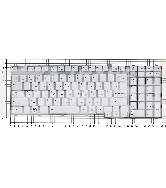 Клавиатура для ноутбука Toshiba Satellite P205-S6237 серебристая (шлейф по центру)