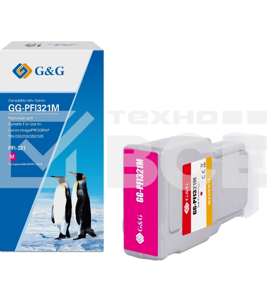 Картридж струйный G&G GG-PFI321M пурпурный (300мл) для Canon imagePROGRAF TM-250/255/350/355