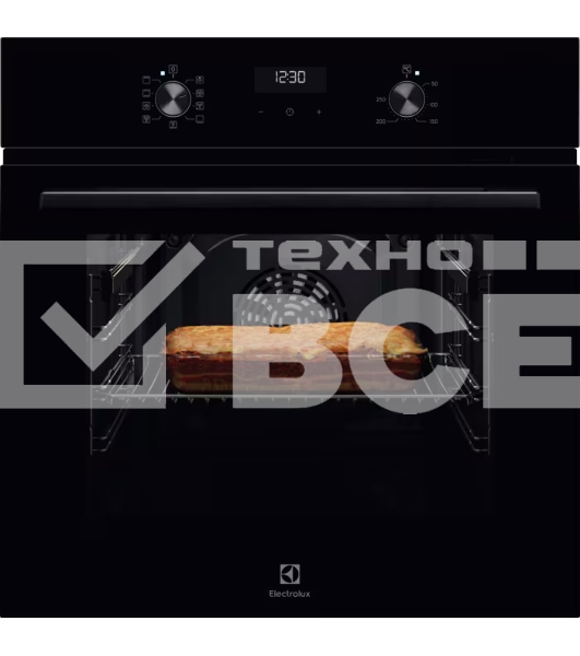 Встраиваемый духовой шкаф Electrolux EOF5H50BZ, Духовой шкаф электрический с конвекцией, приготовление на пару, объем 65 л, 8 режимов, очистка каталитическая, 2 стекла в дверце, направляющие проволочные, черный
