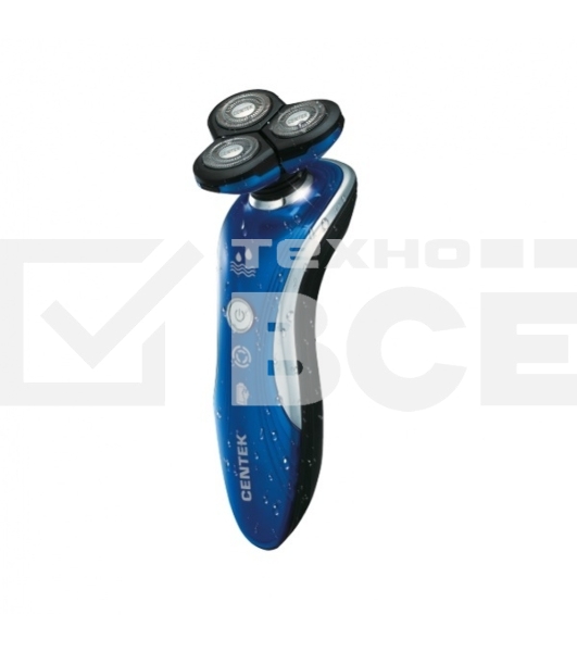 Бритва Centek CT-2170 (синий) ротор 3D, +ВЛАЖНОЕ БРИТЬЁ, 3 плав.головки, 2-ные лезвия, до 50 мин раб