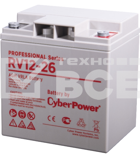 Аккумуляторная батарея PS CyberPower RV 12-26 / 12 В 26 Ач Battery CyberPower Professional series RV 12-26 / 12V 26 Ah