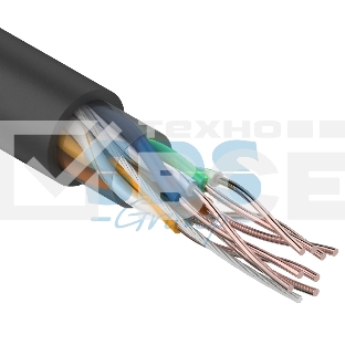 Кабель UTP Rexant 4PR 24AWG, CU (медь), CAT5e, 100 МГц, PE, черный, OUTDOOR, бухта 25 м