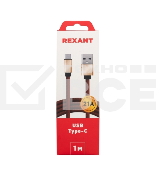 Кабель USB-Type-C/2A/leather/brown/1m/Rexant