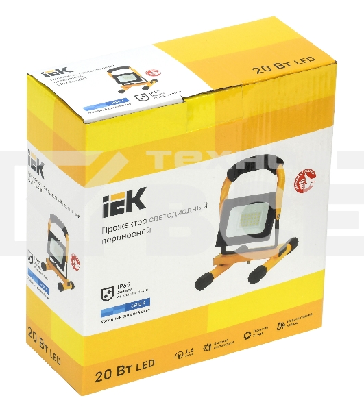 Прожектор светодиодный Iek LPDO603-020-65-K02 СДО 06-20П переносной 6500К IP65 черный